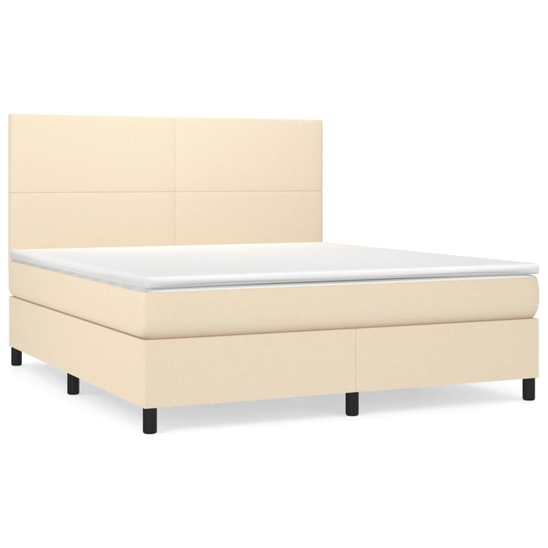 Boxspringbett mit Matratze Creme 180x200 cm Stoff