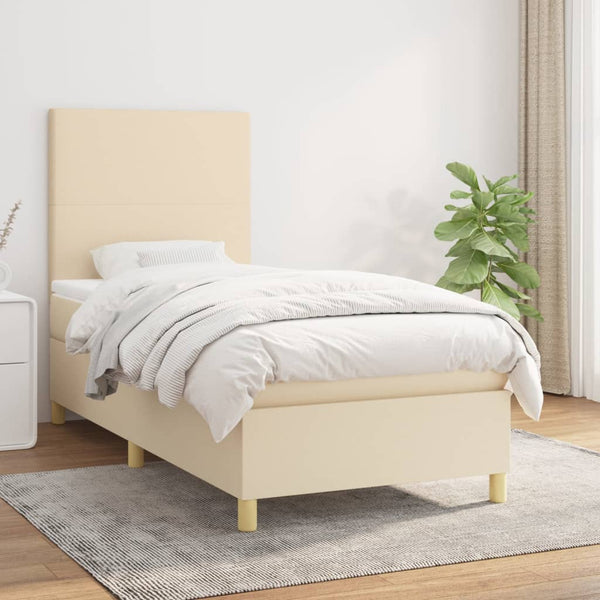 Boxspringbett mit Matratze Creme 80x200 cm Stoff