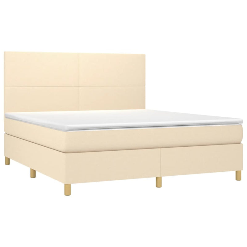 Boxspringbett mit Matratze Creme 180x200 cm Stoff