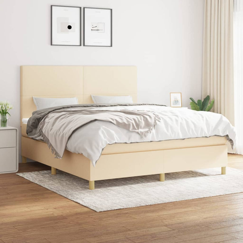 Boxspringbett mit Matratze Creme 180x200 cm Stoff