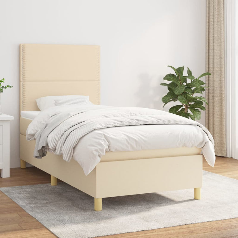 Boxspringbett mit Matratze Creme 80x200 cm Stoff