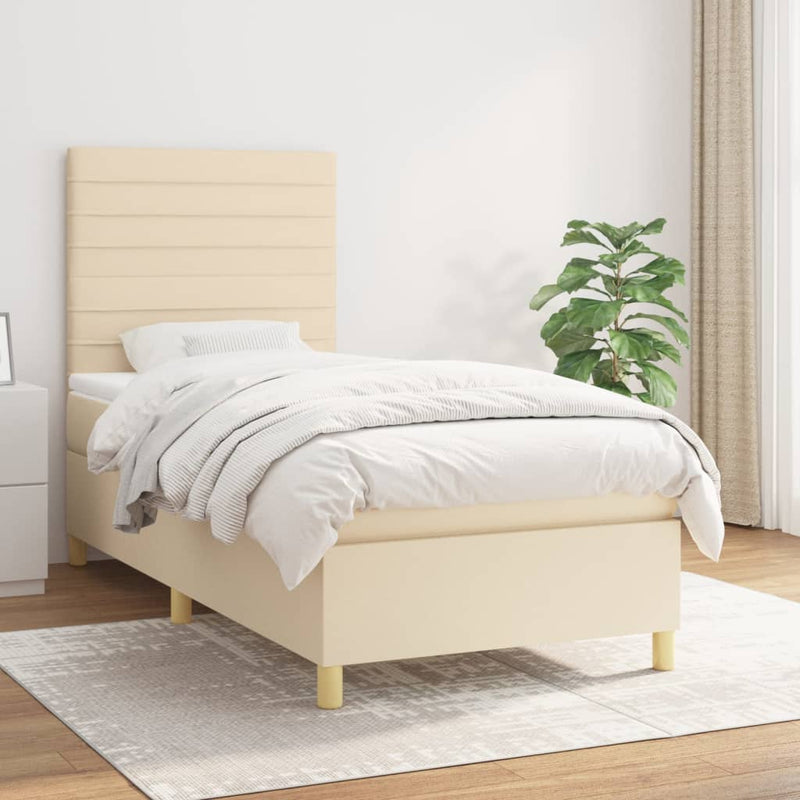 Boxspringbett mit Matratze Creme 80x200 cm Stoff