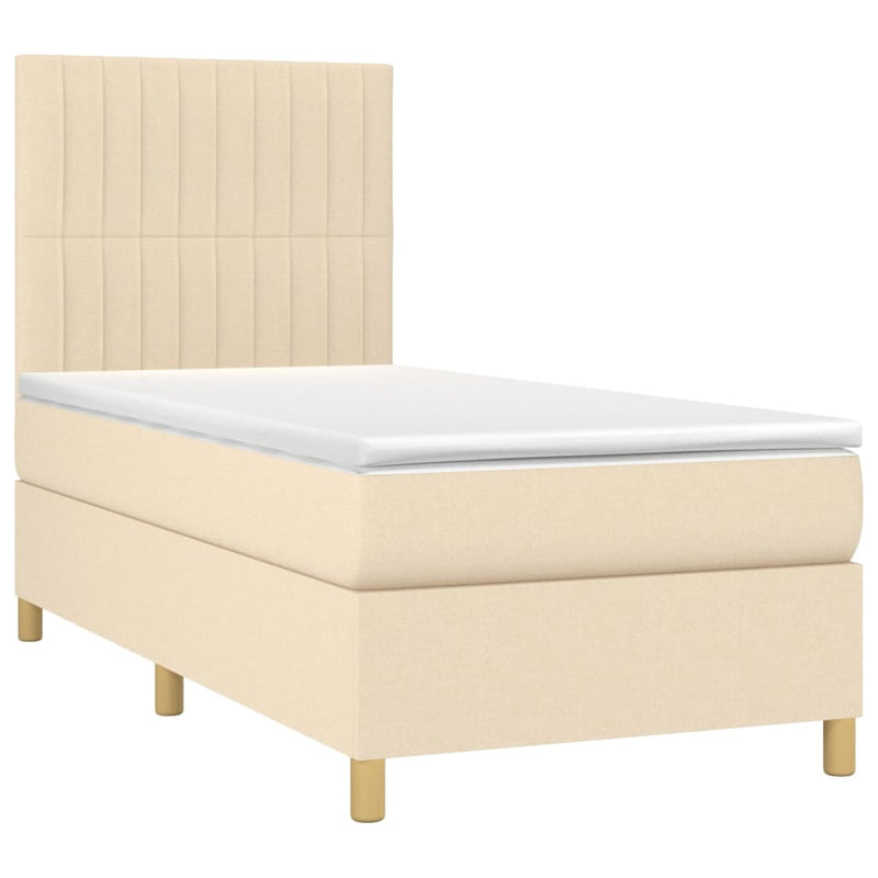 Boxspringbett mit Matratze Creme 80x200 cm Stoff