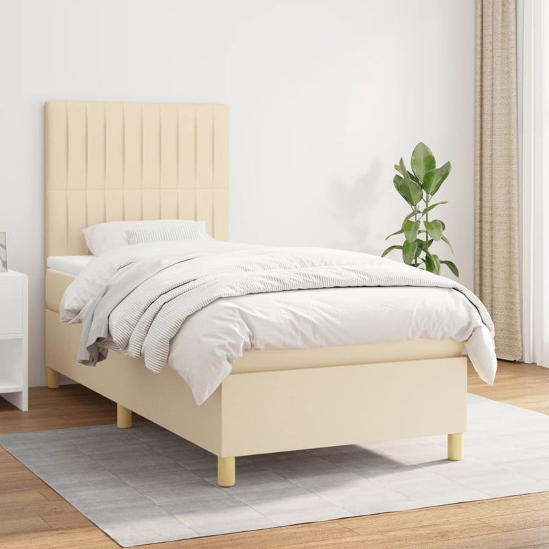 Boxspringbett mit Matratze Creme 80x200 cm Stoff