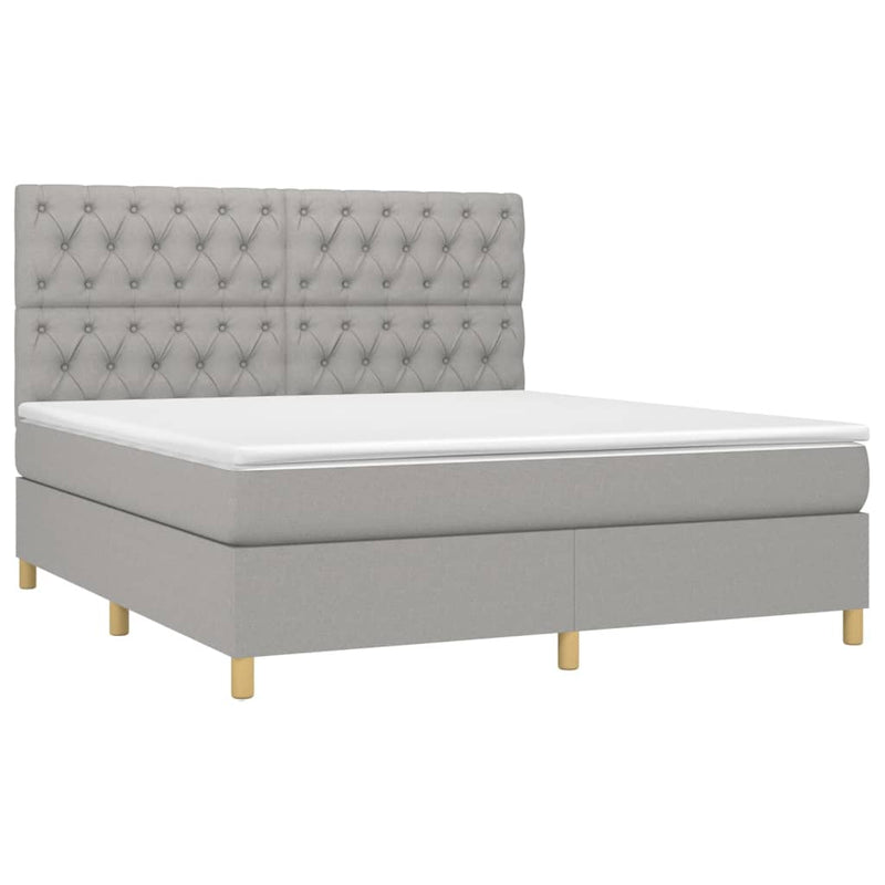 Boxspringbett mit Matratze Hellgrau 160x200 cm Stoff