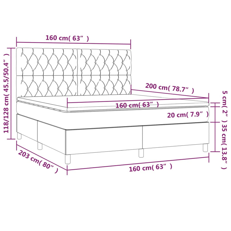 Boxspringbett mit Matratze Schwarz 160x200 cm Stoff