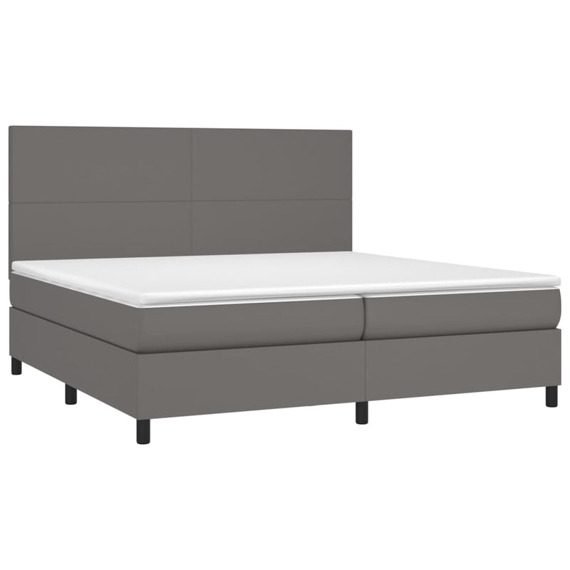 Boxspringbett mit Matratze Grau 200x200 cm Kunstleder