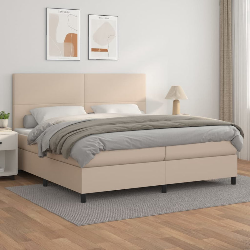 Boxspringbett Matratze Cappuccino-Braun 200x200cm Kunstleder