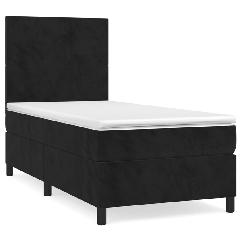 Boxspringbett mit Matratze Schwarz 90x190 cm Samt