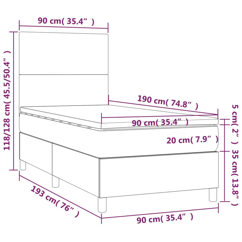 Boxspringbett mit Matratze Schwarz 90x190 cm Samt