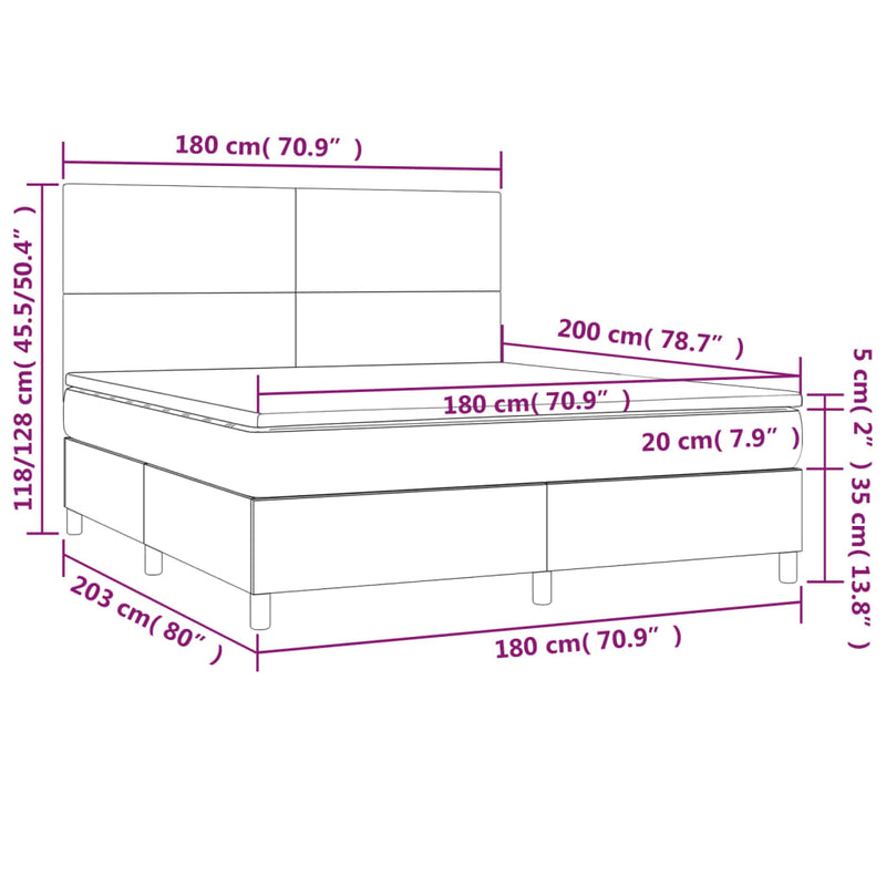 Boxspringbett mit Matratze Dunkelblau 180x200 cm Samt