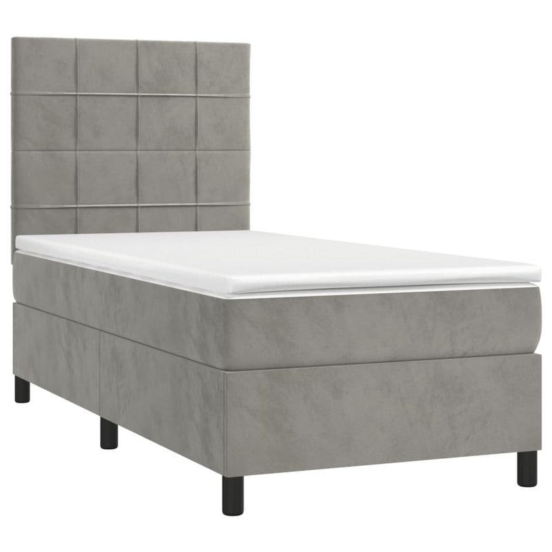 Boxspringbett mit Matratze Hellgrau 80x200 cm Samt