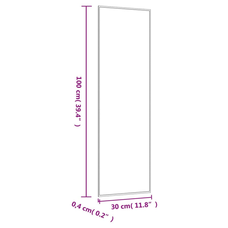 Wandspiegel 30x100 cm Glas Rechteckig