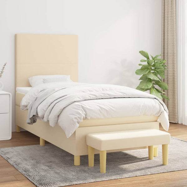 Boxspringbett mit Matratze Creme 80x200 cm Stoff