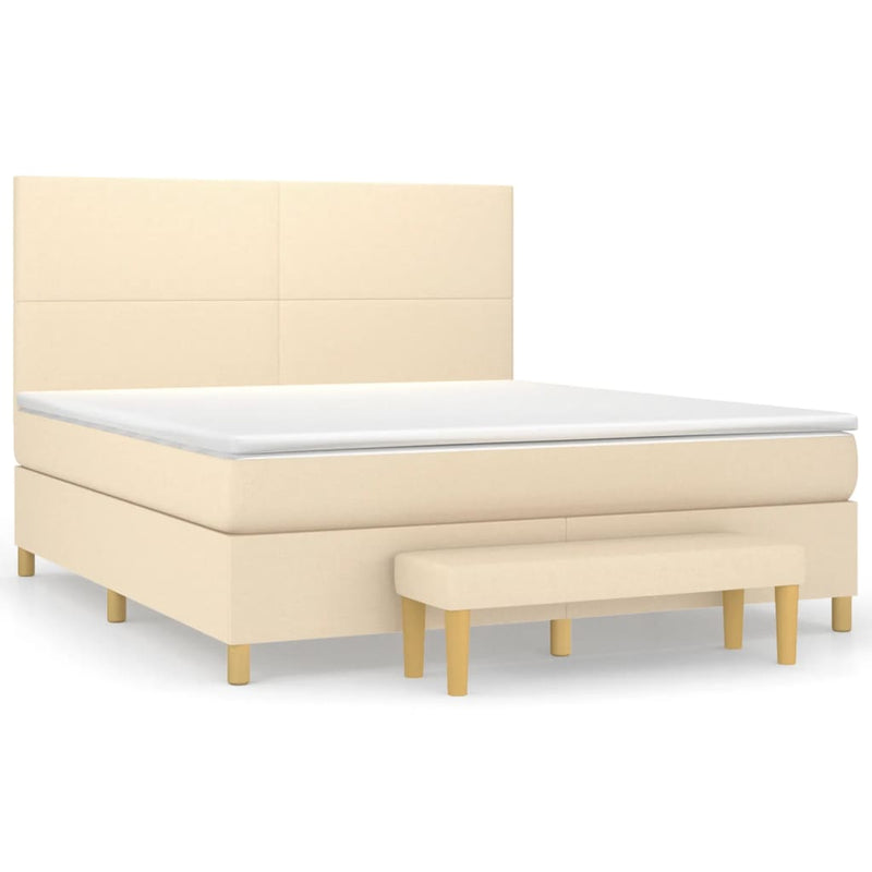 Boxspringbett mit Matratze Creme 180x200 cm Stoff