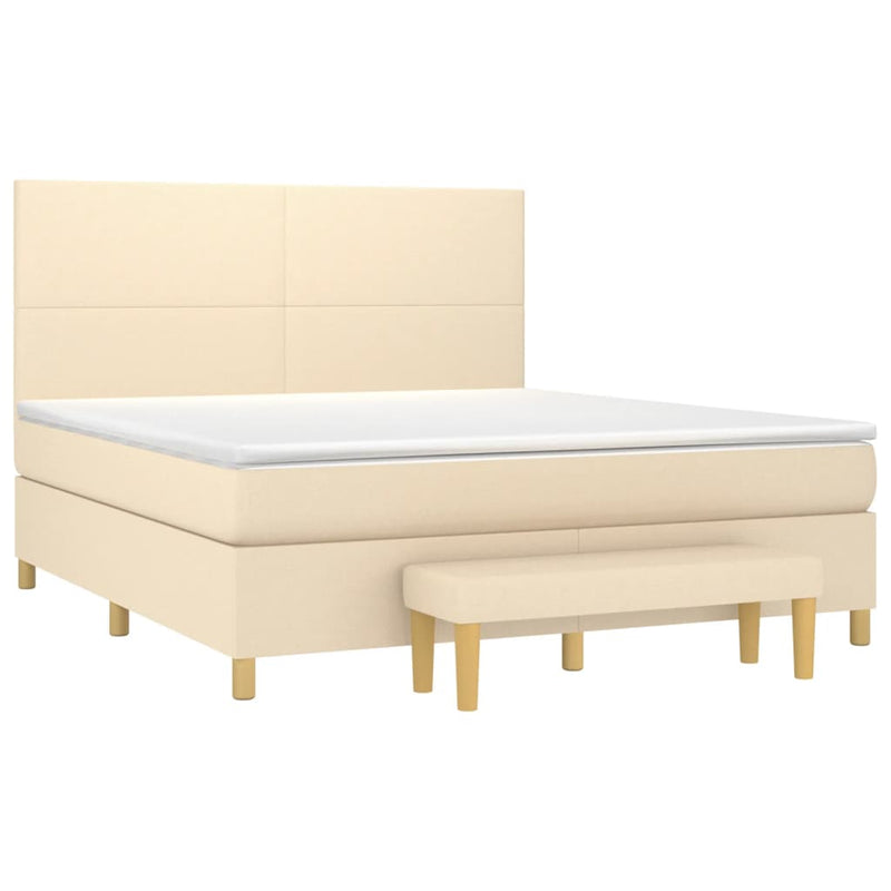 Boxspringbett mit Matratze Creme 180x200 cm Stoff