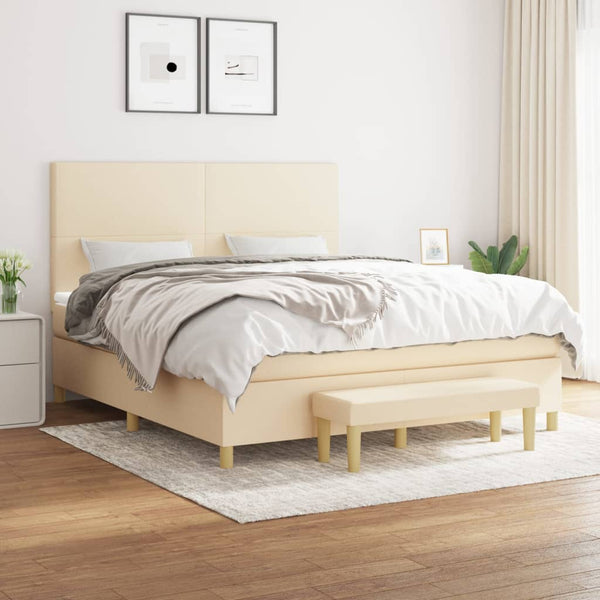 Boxspringbett mit Matratze Creme 180x200 cm Stoff