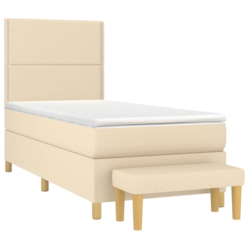 Boxspringbett mit Matratze Creme 80x200 cm Stoff