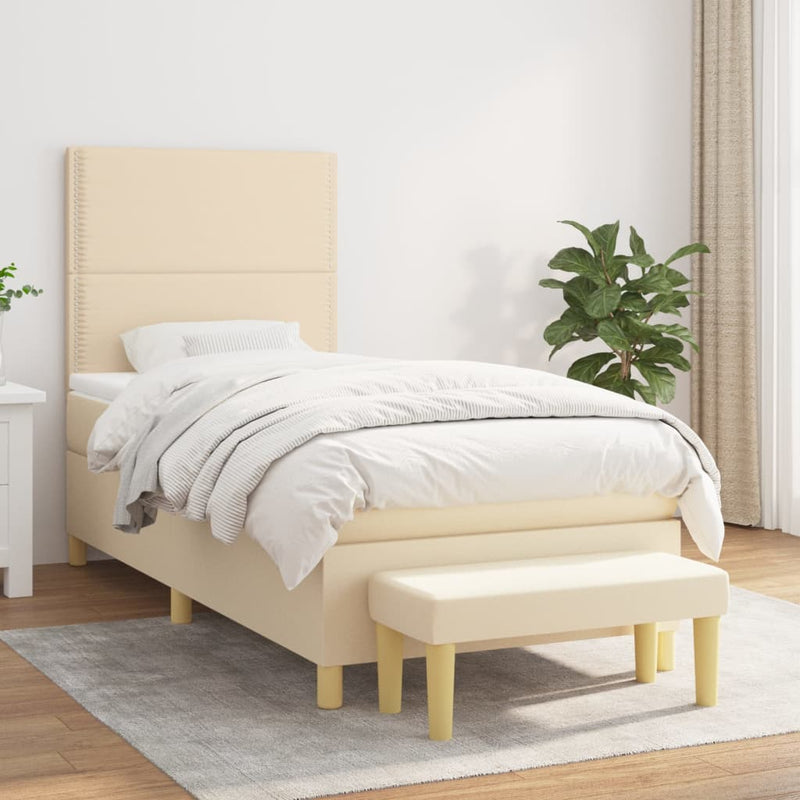 Boxspringbett mit Matratze Creme 80x200 cm Stoff