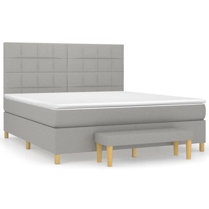 Boxspringbett mit Matratze Hellgrau 160x200 cm Stoff