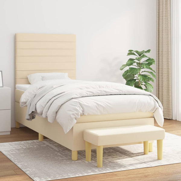 Boxspringbett mit Matratze Creme 80x200 cm Stoff