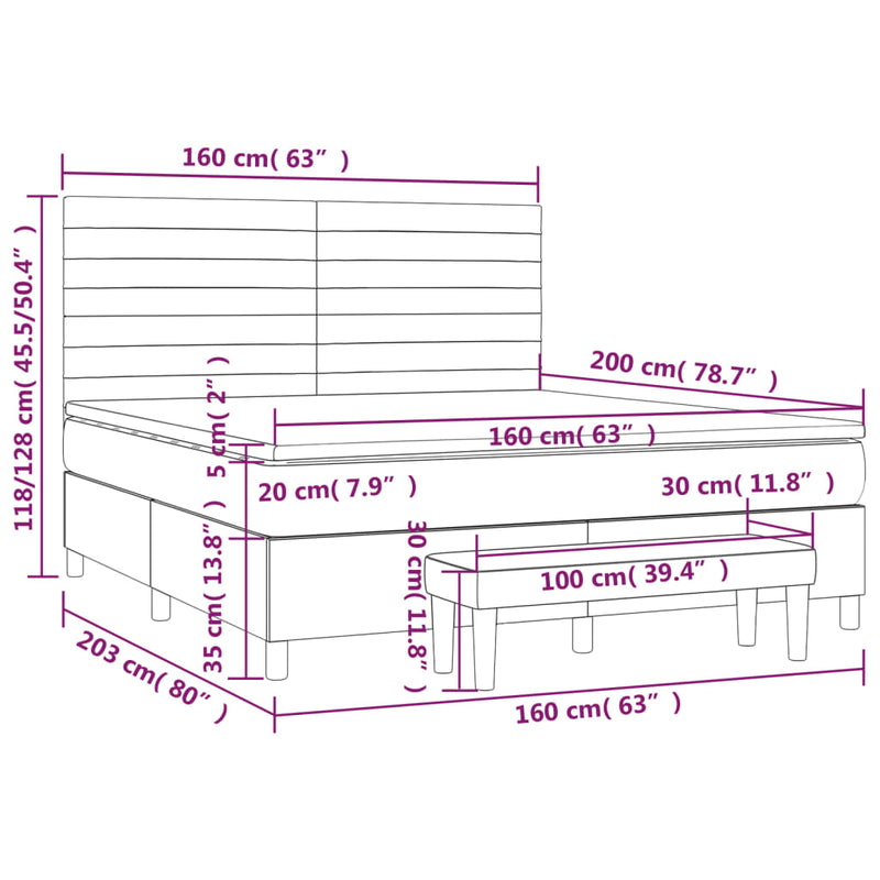 Boxspringbett mit Matratze Dunkelgrau 160x200 cm Stoff