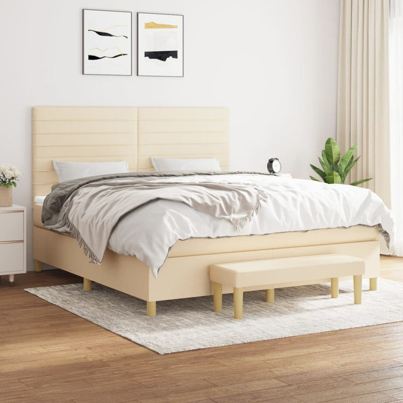 Boxspringbett mit Matratze Creme 160x200 cm Stoff