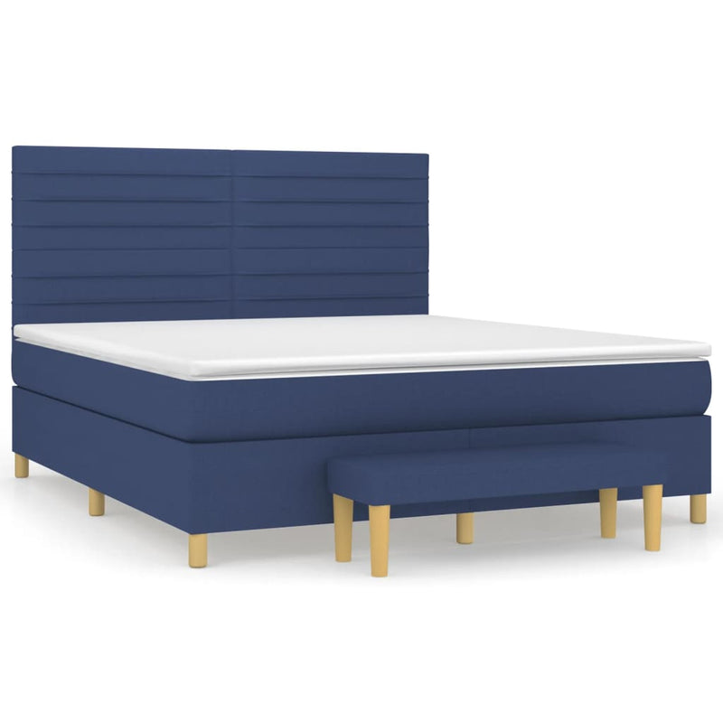 Boxspringbett mit Matratze Blau 160x200 cm Stoff