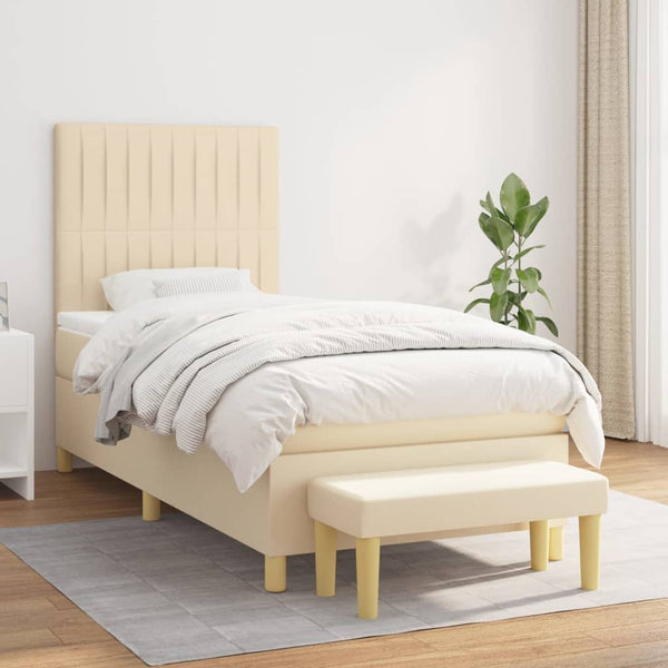 Boxspringbett mit Matratze Creme 80x200 cm Stoff