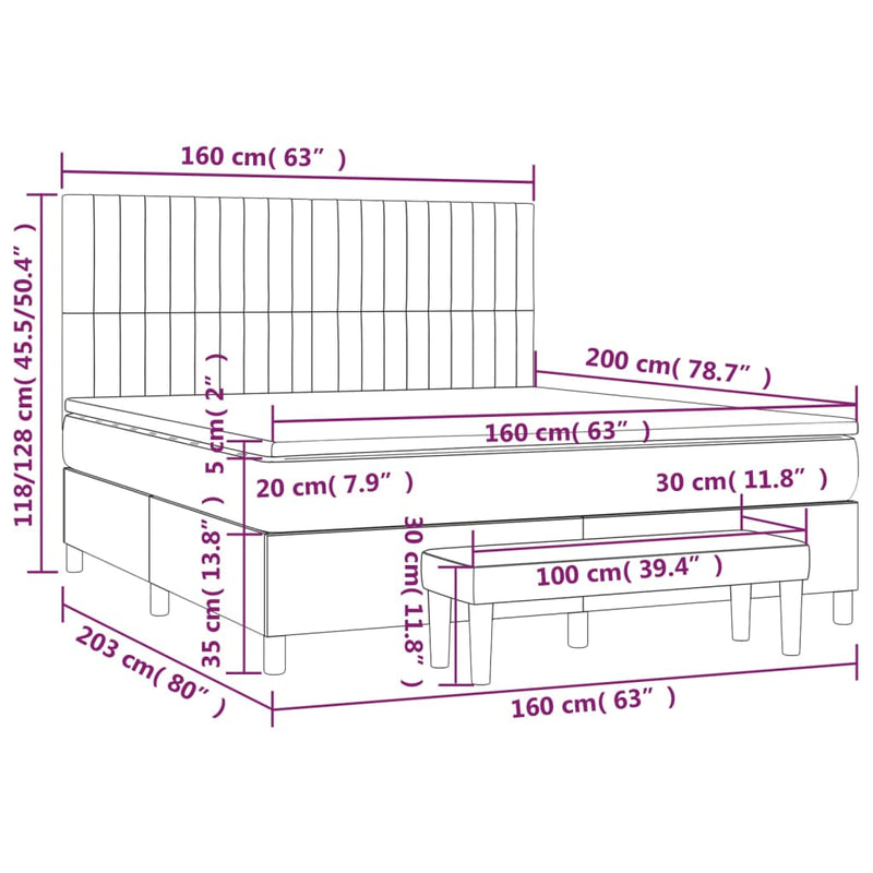 Boxspringbett mit Matratze Dunkelgrau 160x200 cm Stoff