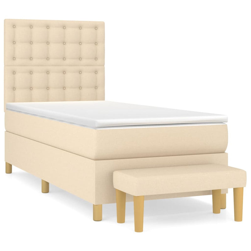 Boxspringbett mit Matratze Creme 80x200 cm Stoff