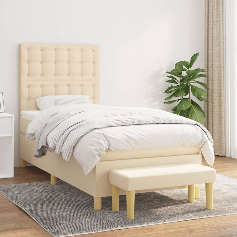 Boxspringbett mit Matratze Creme 80x200 cm Stoff