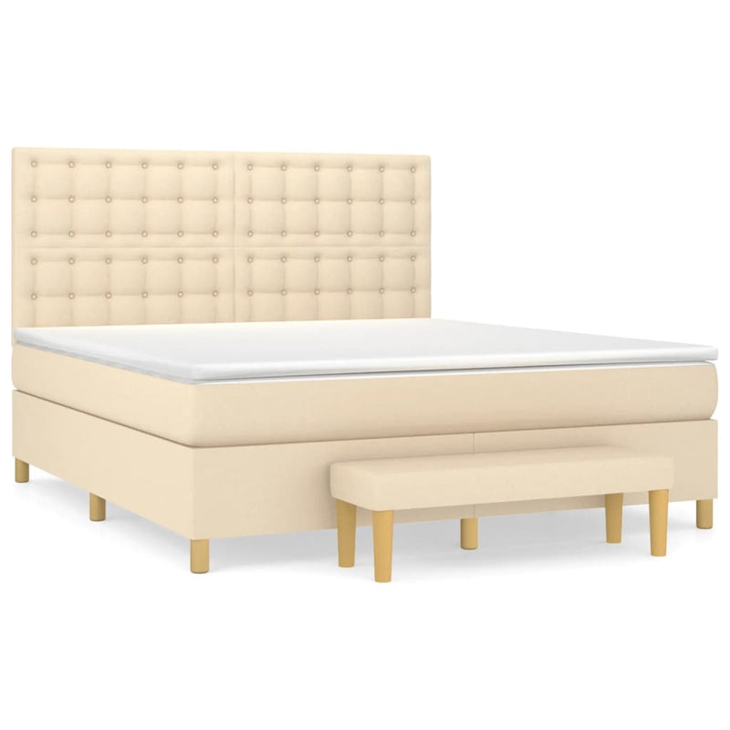 Boxspringbett mit Matratze Creme 160x200 cm Stoff