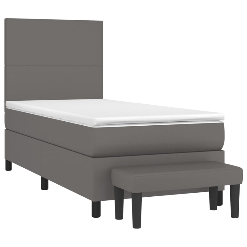 Boxspringbett mit Matratze Grau 100x200 cm Kunstleder