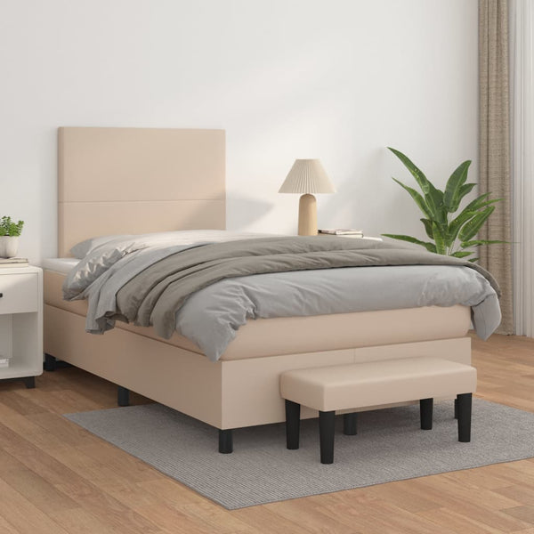 Boxspringbett Matratze Cappuccino-Braun 120x200cm Kunstleder