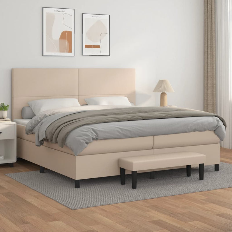 Boxspringbett Matratze Cappuccino-Braun 200x200cm Kunstleder