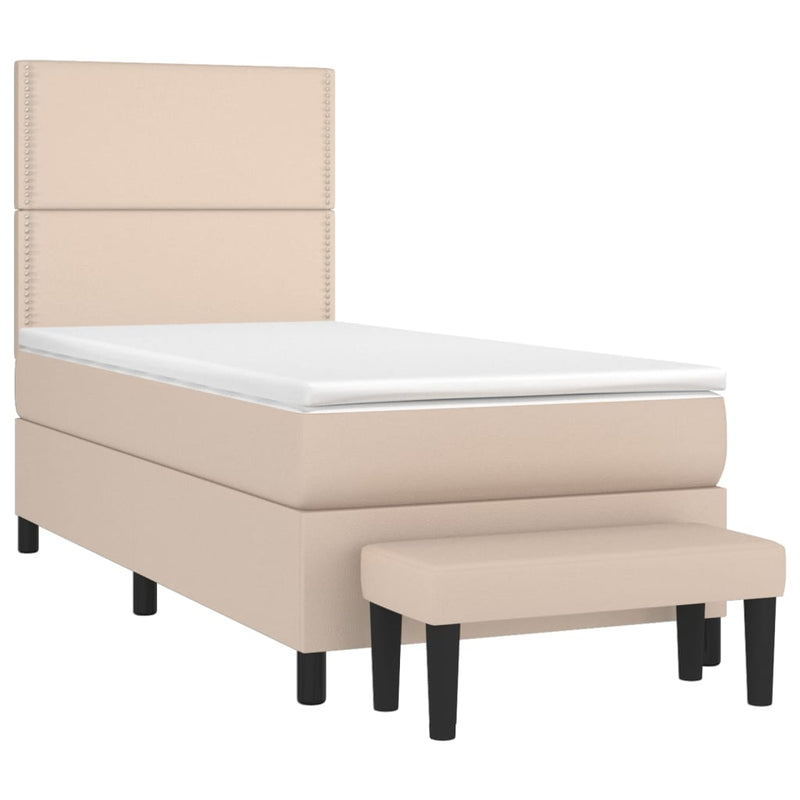 Boxspringbett mit Matratze Cappuccino-Braun 90x190cm Kunstleder