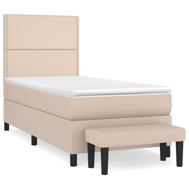 Boxspringbett mit Matratze Cappuccino-Braun 90x200cm Kunstleder