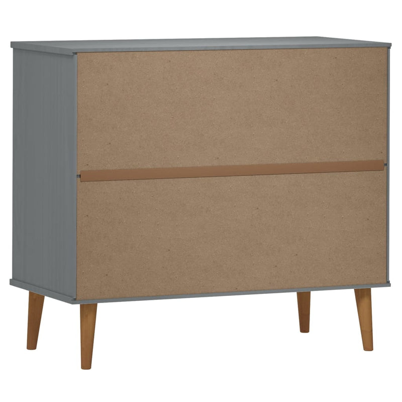 Sideboard MOLDE Grau 90x40x80 cm Massivholz Kiefer