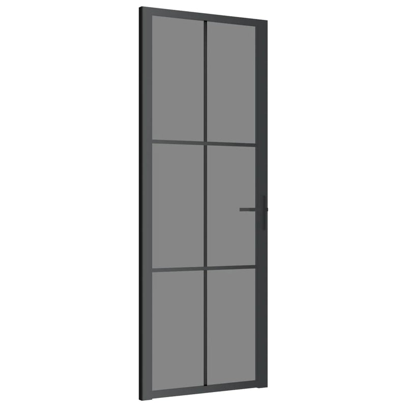 Innentür 76x201,5 cm Schwarz ESG-Glas und Aluminium