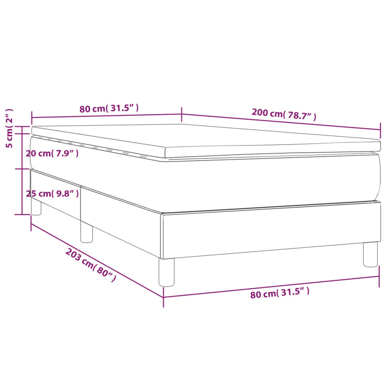 Boxspringbett mit Matratze Hellgrau 80x200 cm Samt