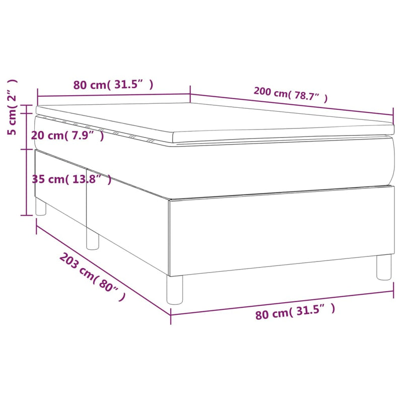 Boxspringbett mit Matratze Dunkelgrau 80x200 cm Stoff