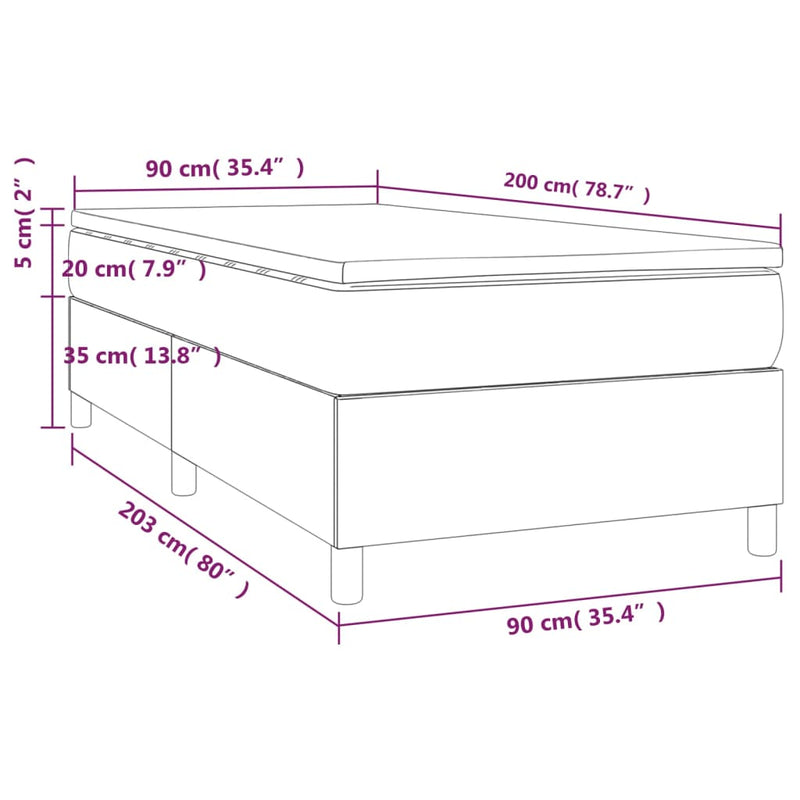 Boxspringbett mit Matratze Hellgrau 90x200 cm Samt