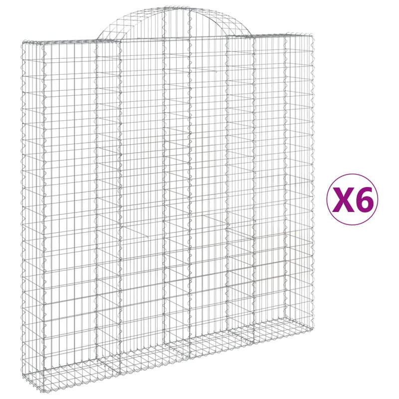 Gabionen mit Hochbogen 6 Stk. 200x30x200/220cm Verzinktes Eisen