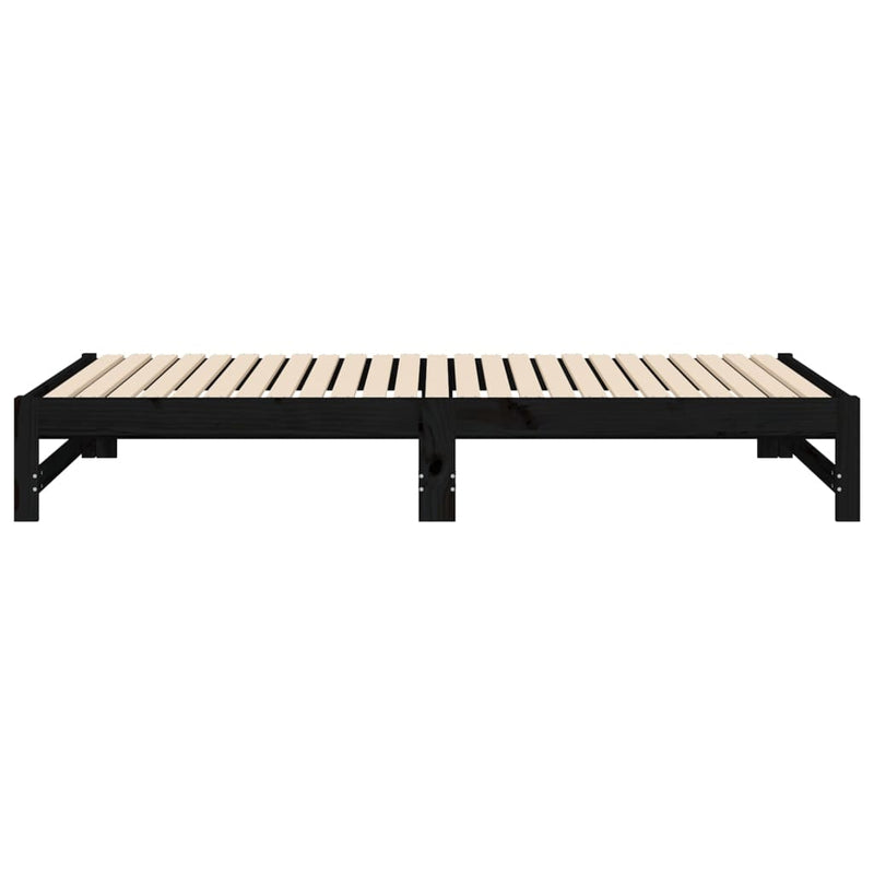 Tagesbett Ausziehbar Schwarz 2x(100x200) cm Massivholz Kiefer