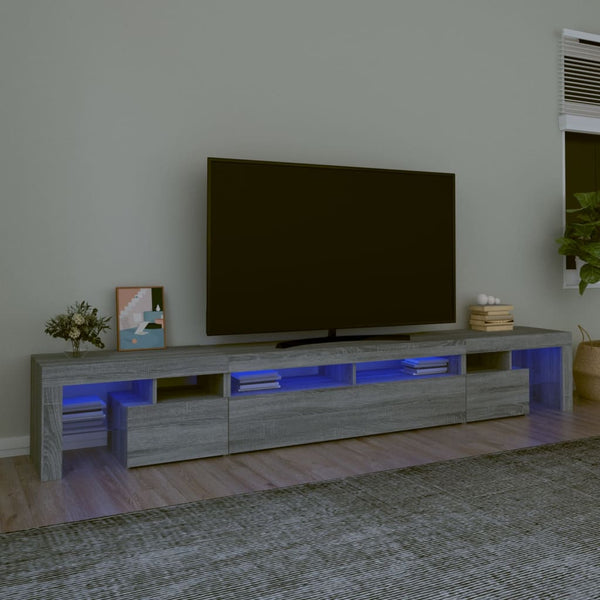 TV-Schrank mit LED-Leuchten Grau Sonoma 260x36,5x40 cm