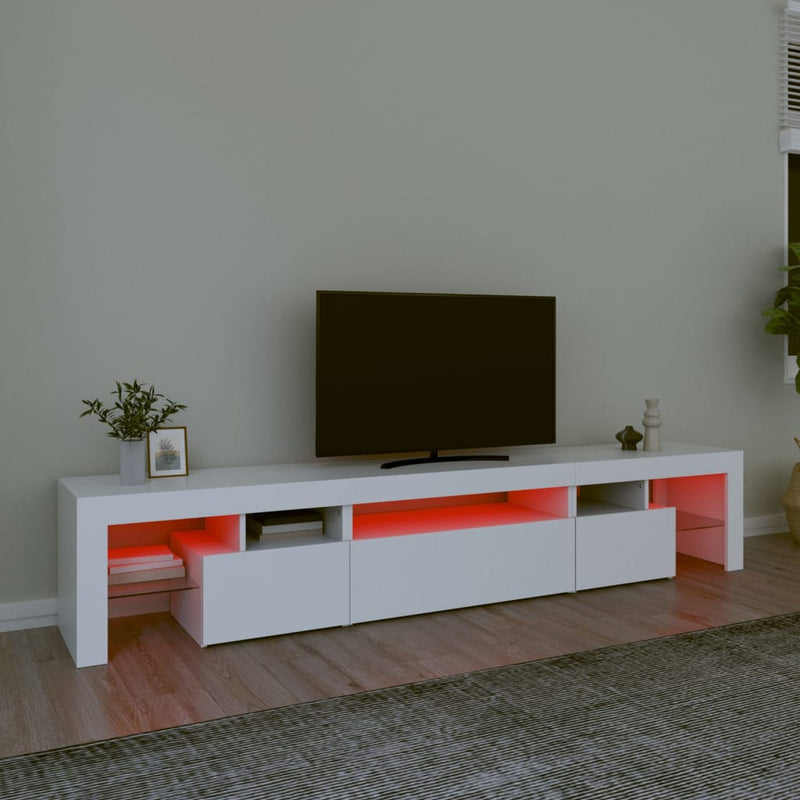 TV-Schrank mit LED-Leuchten Weiß 215x36,5x40 cm