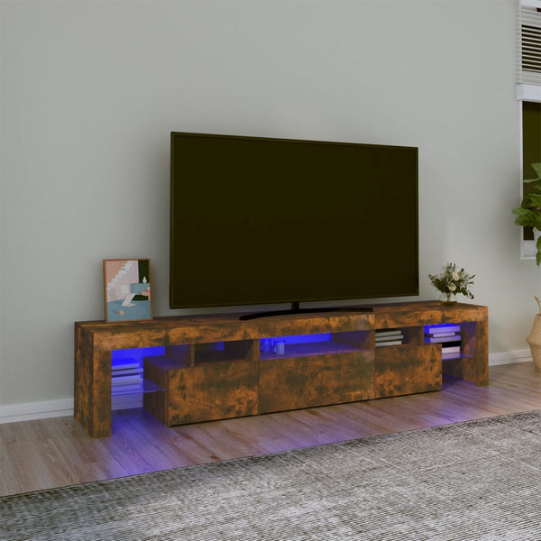 TV-Schrank mit LED-Leuchten Räuchereiche 200x36,5x40 cm
