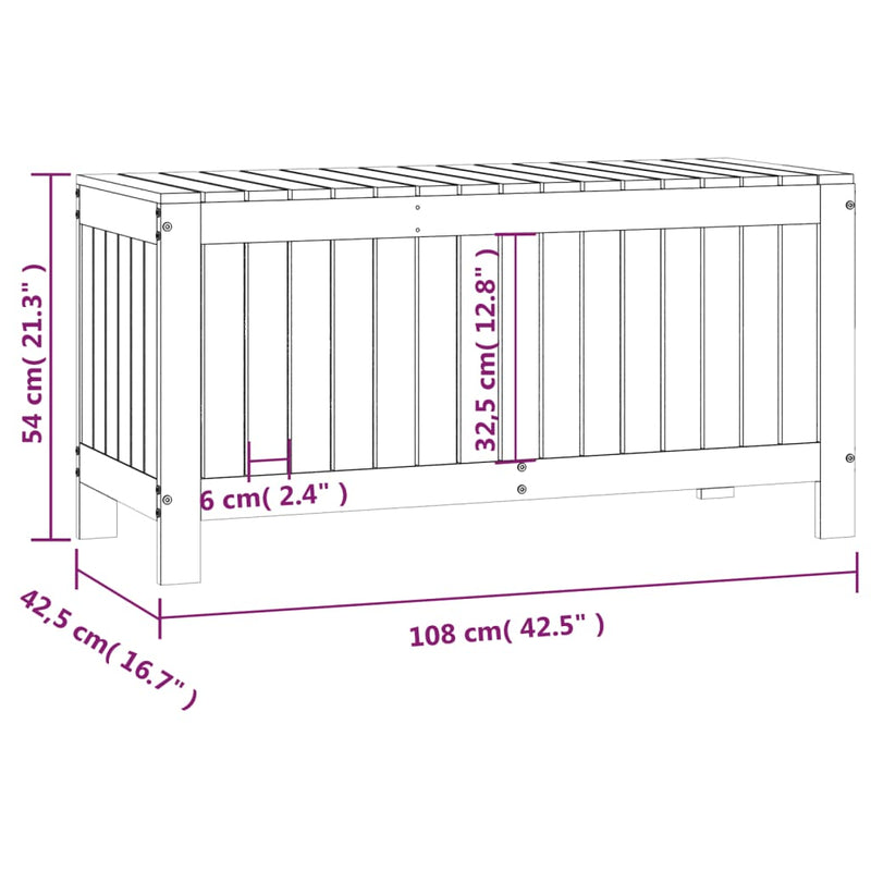 Gartentruhe 108x42,5x54 cm Massivholz Kiefer