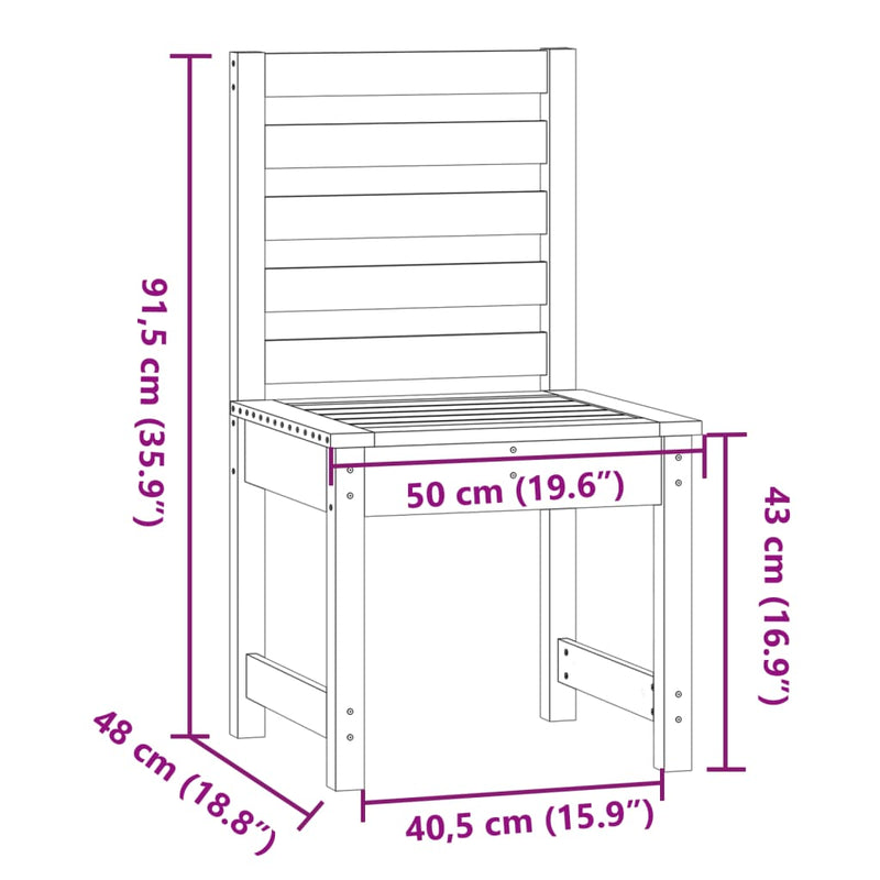 Gartenstühle 2 Stk. Grau 50x48x91,5 cm Massivholz Kiefer